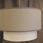 Lampadario sospensione a 2 livelli e 2 lampade tessuto GrigioBianco disponibile in vari colori anche a richiesta