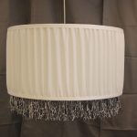 Lampadario sospensione Lino Bianco increspato con frangia sfumata